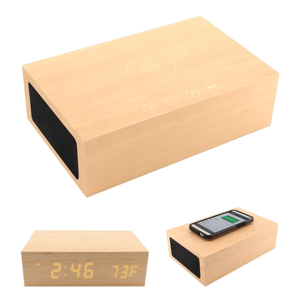 BlueSequoia Alarm Clock with Qi Charging Station and Wire...