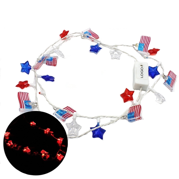 Patriotic Flashing Stars Necklace - Patriotic Flashing Stars Necklace - Image 0 of 3