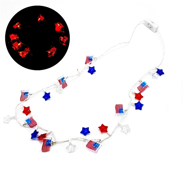 Patriotic Flashing Stars Necklace - Patriotic Flashing Stars Necklace - Image 2 of 3