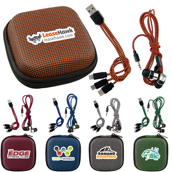 TEXTURED CHARGING CABLE EAR BUD KIT - TEXTURED CHARGING CABLE EAR BUD KIT - Image 0 of 13