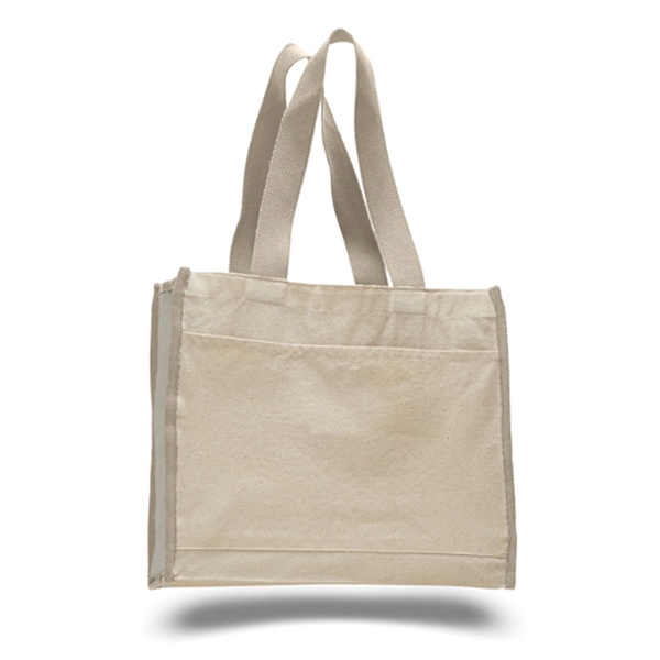 12 oz. Cotton Canvas Reusable Tote Bag w/ Pocket & Handles - 12 oz. Cotton Canvas Reusable Tote Bag w/ Pocket & Handles - Image 1 of 1