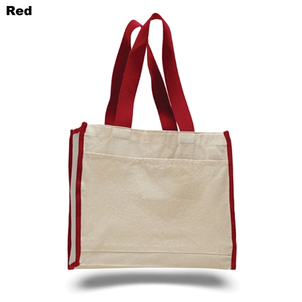 12 oz. Cotton Canvas Reusable Tote Bag w/ Pocket & Handles - 12 oz. Cotton Canvas Reusable Tote Bag w/ Pocket & Handles - Image 1 of 4