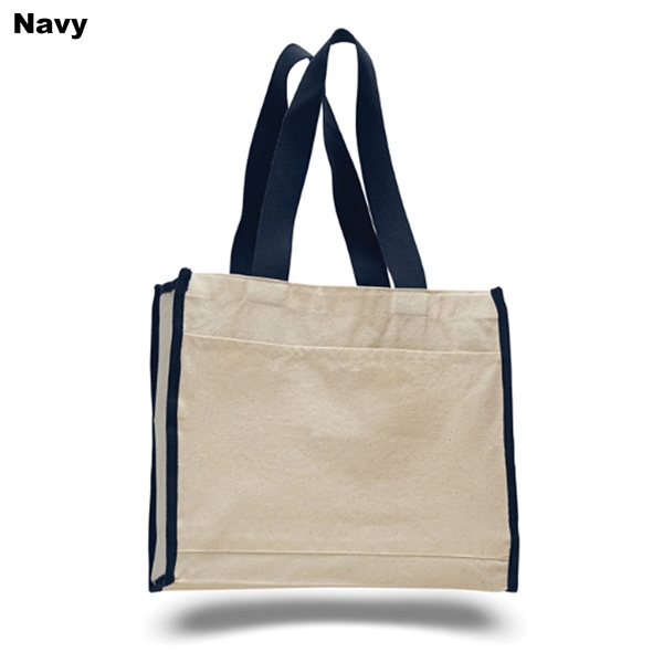 12 oz. Cotton Canvas Reusable Tote Bag w/ Pocket & Handles - 12 oz. Cotton Canvas Reusable Tote Bag w/ Pocket & Handles - Image 3 of 4
