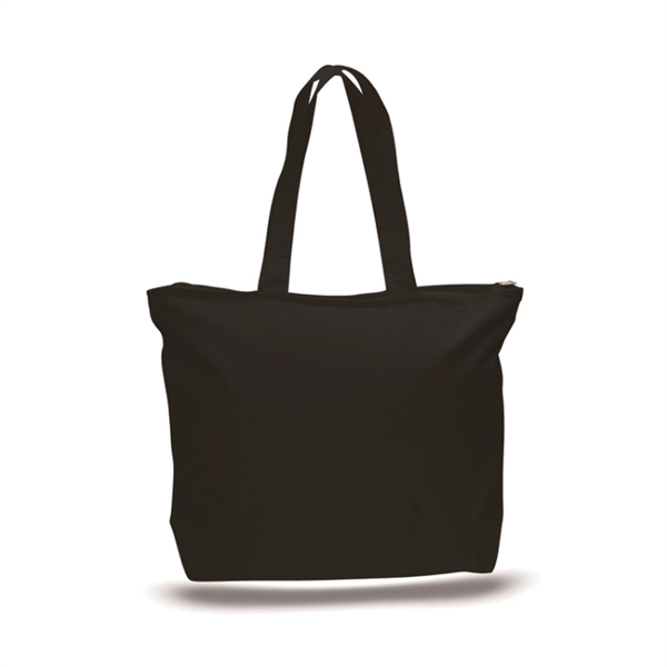 12 oz. Cotton Canvas Reusable Tote Bag w/ Handles & Zipper - 12 oz. Cotton Canvas Reusable Tote Bag w/ Handles & Zipper - Image 1 of 4