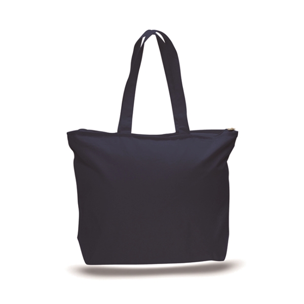 12 oz. Cotton Canvas Reusable Tote Bag w/ Handles & Zipper - 12 oz. Cotton Canvas Reusable Tote Bag w/ Handles & Zipper - Image 2 of 4