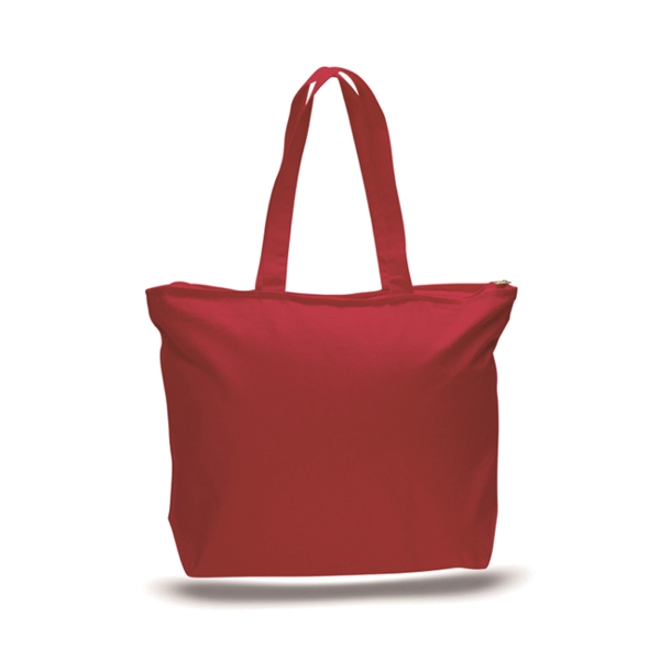 12 oz. Cotton Canvas Reusable Tote Bag w/ Handles & Zipper - 12 oz. Cotton Canvas Reusable Tote Bag w/ Handles & Zipper - Image 3 of 4