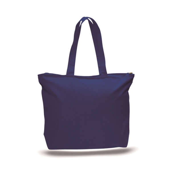 12 oz. Cotton Canvas Reusable Tote Bag w/ Handles & Zipper - 12 oz. Cotton Canvas Reusable Tote Bag w/ Handles & Zipper - Image 4 of 4