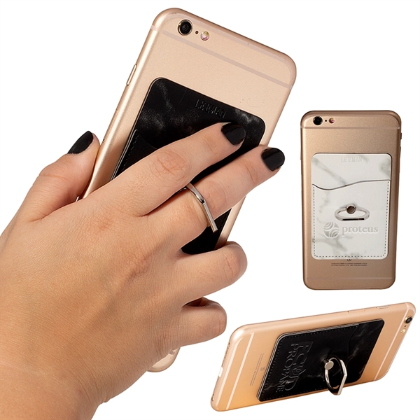 Leeman Marble Card Holder with Metal Ring Phone Stand - Leeman Marble Card Holder with Metal Ring Phone Stand - Image 0 of 3