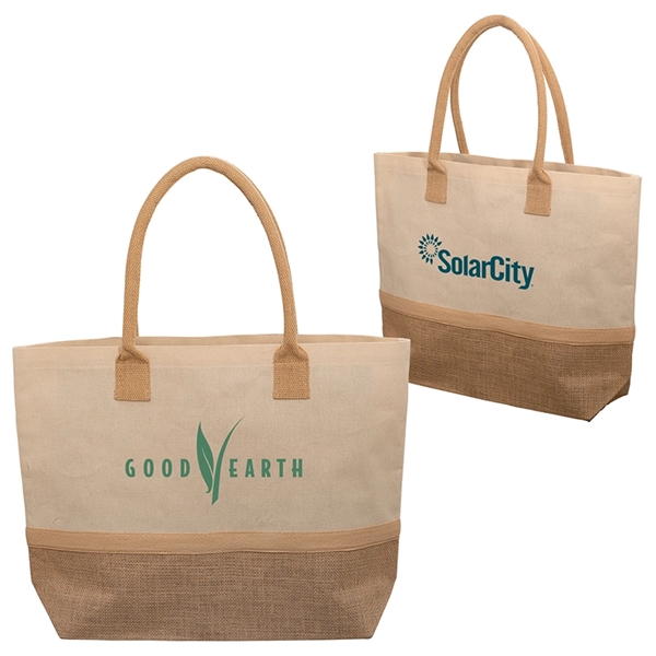 Wanderlust Laminated Jute & Canvas Tote - Wanderlust Laminated Jute & Canvas Tote - Image 0 of 1