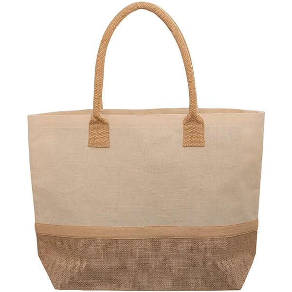 Wanderlust Laminated Jute & Canvas Tote - Wanderlust Laminated Jute & Canvas Tote - Image 1 of 1