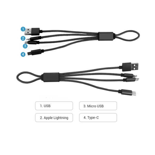 4-in-1 Nylon Charging Cable - 4-in-1 Nylon Charging Cable - Image 1 of 3