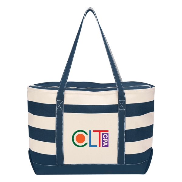 Cotton Canvas Nautical Tote Bag - Cotton Canvas Nautical Tote Bag - Image 8 of 18