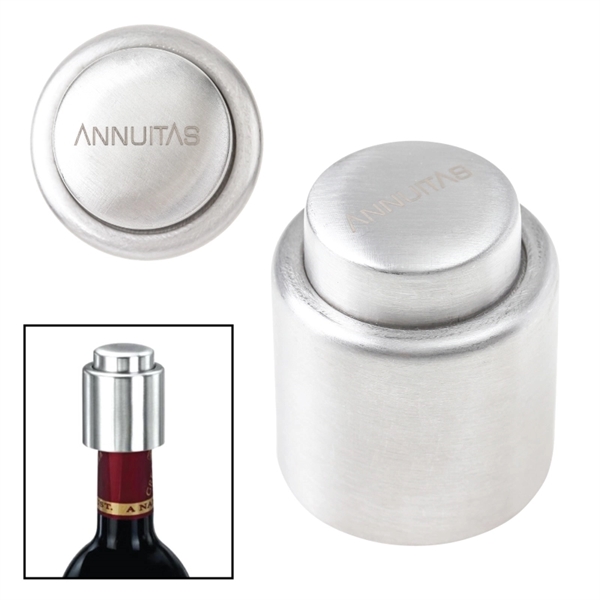 Stainless Steel Vacuum Wine Stopper - Stainless Steel Vacuum Wine Stopper - Image 0 of 2
