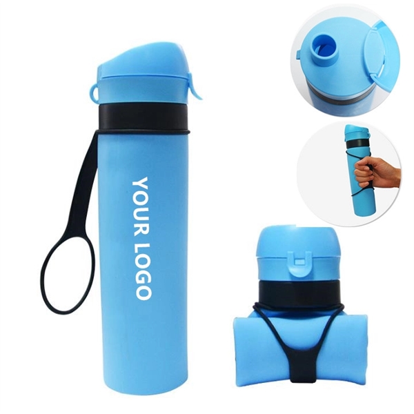 20 oz Collapsible Silicone Water Bottle - 20 oz Collapsible Silicone Water Bottle - Image 0 of 3