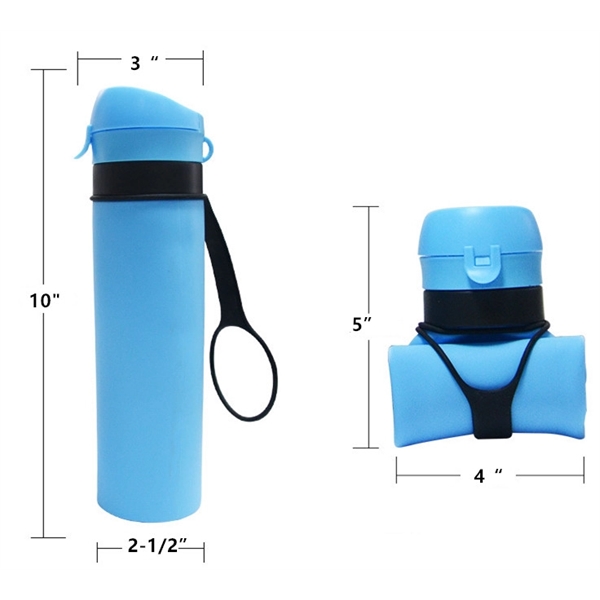 20 oz Collapsible Silicone Water Bottle - 20 oz Collapsible Silicone Water Bottle - Image 3 of 3