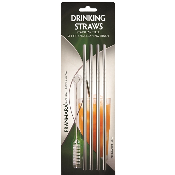Straight Drinking Straws, Set of 4 & Cleaning Brush - Straight Drinking Straws, Set of 4 & Cleaning Brush - Image 0 of 0