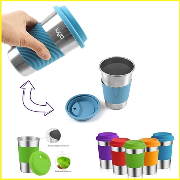 Metal Drinking Tumblers with Silicone Lids&Sleeves
