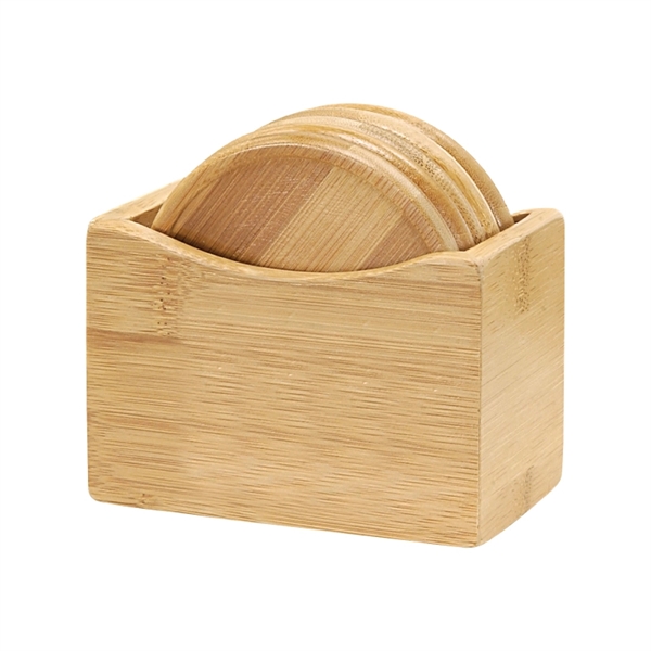 5 Piece Bamboo Coaster Set With Stand - 5 Piece Bamboo Coaster Set With Stand - Image 1 of 1