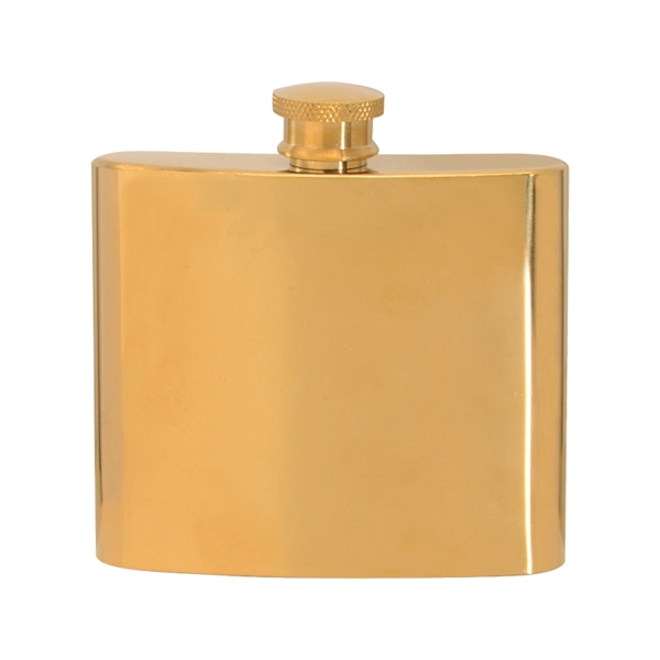 5 oz. Stainless Steel Gold Plated Hip Flask - 5 oz. Stainless Steel Gold Plated Hip Flask - Image 1 of 1