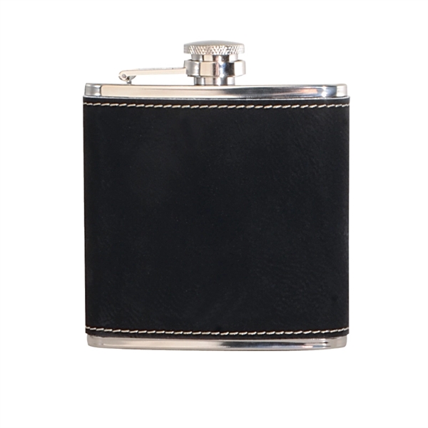 Custom Leatherette Wrapped 6 oz. Stainless Steel Hip Flask