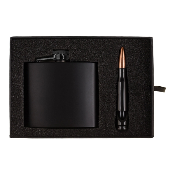 Custom Tactical 5 oz. Flask and Bullet Bottle Opener Gift Set