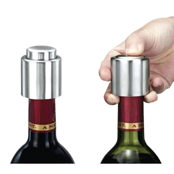 Stainless Steel Vacuum Wine Stopper - Stainless Steel Vacuum Wine Stopper - Image 1 of 2