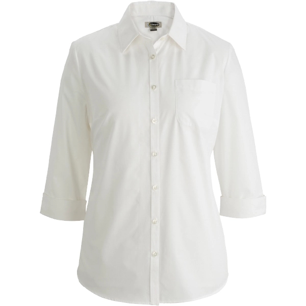 Ladies Essential Broadcloth Shirt 3/4 Sleeve - Ladies Essential Broadcloth Shirt 3/4 Sleeve - Image 2 of 4