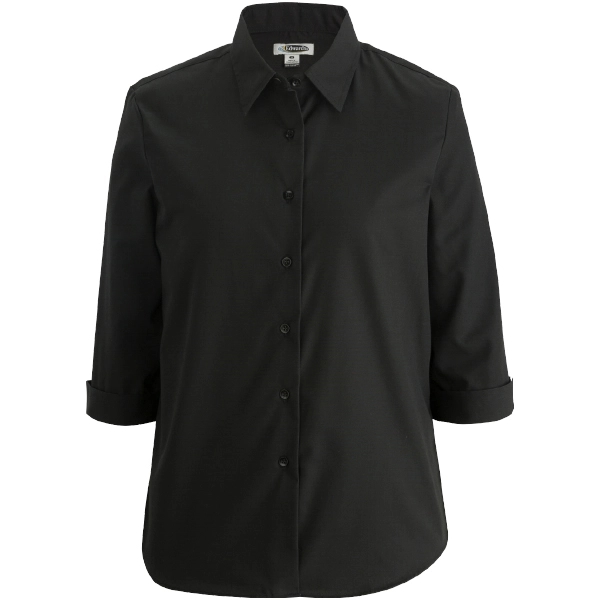 Ladies Essential Broadcloth Shirt 3/4 Sleeve - Ladies Essential Broadcloth Shirt 3/4 Sleeve - Image 1 of 4
