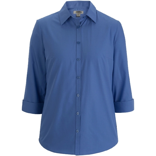 Ladies Essential Broadcloth Shirt 3/4 Sleeve - Ladies Essential Broadcloth Shirt 3/4 Sleeve - Image 0 of 4