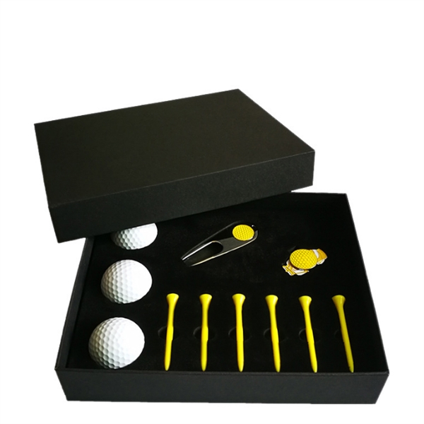 Golf Balls Tees Divot Tool Kit Box Event Gift Set