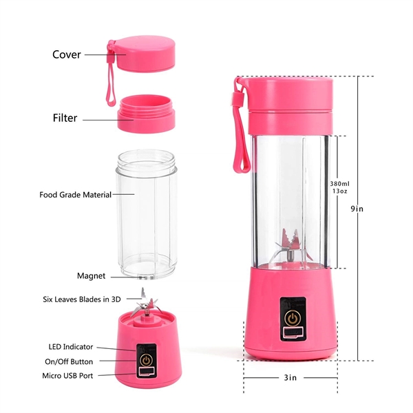 6-Blade Portable USB Mini Mixer Juicer Cup - 6-Blade Portable USB Mini Mixer Juicer Cup - Image 1 of 3