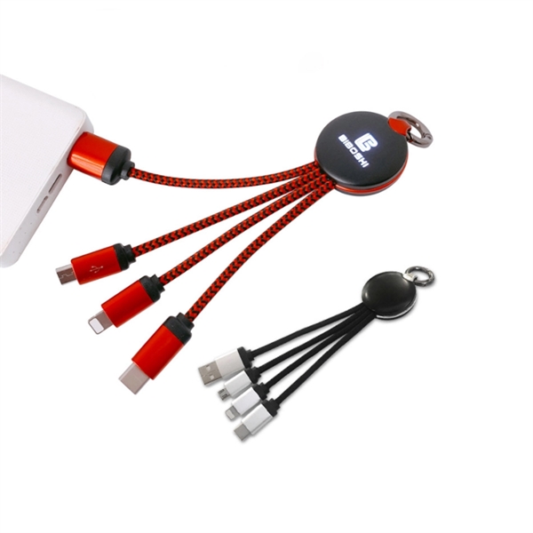 3 in 1 Light Up Charging Cable Keychain - 3 in 1 Light Up Charging Cable Keychain - Image 0 of 3