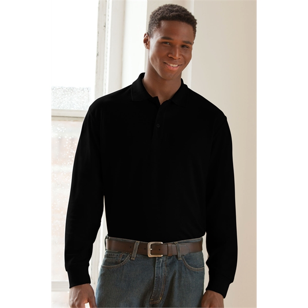 Long Sleeve Soft-Blend Double-Tuck Pique Polo - Long Sleeve Soft-Blend Double-Tuck Pique Polo - Image 0 of 73