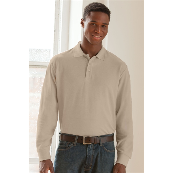 Long Sleeve Soft-Blend Double-Tuck Pique Polo - Long Sleeve Soft-Blend Double-Tuck Pique Polo - Image 25 of 73