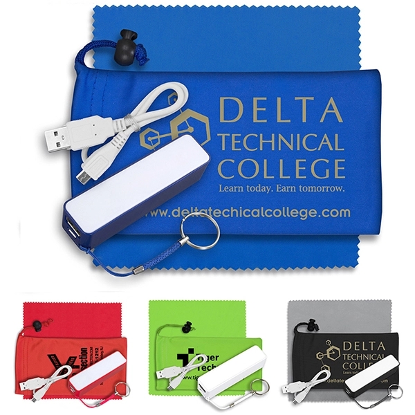 TechBank Mobile Power Bank Accessory Kit in Microfiber Pouch