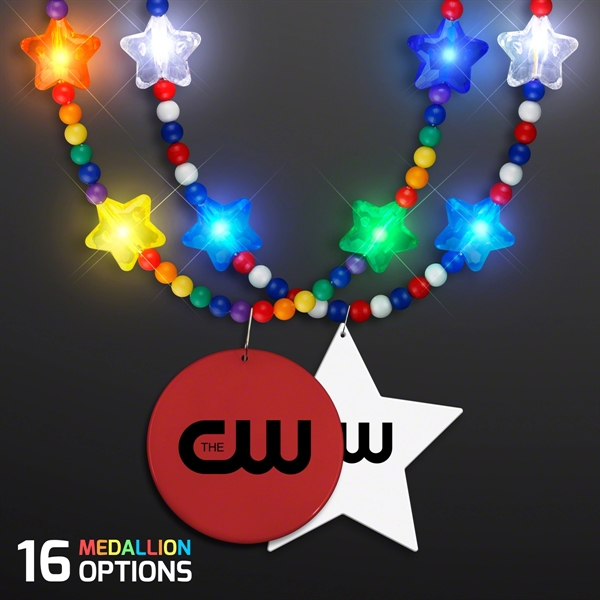 Rainbow Light Up Star Beads with Medallions - Rainbow Light Up Star Beads with Medallions - Image 0 of 5