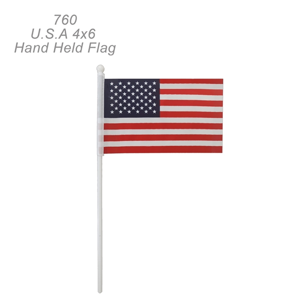 Popular USA-American Flag 4" x 6" With 12" Plastic Pole - Popular USA-American Flag 4" x 6" With 12" Plastic Pole - Image 1 of 1
