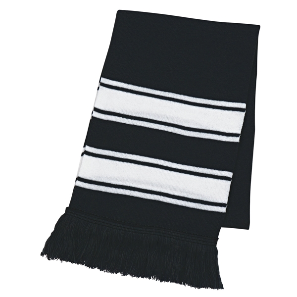 Custom Two-Tone Knit Scarf With Fringe