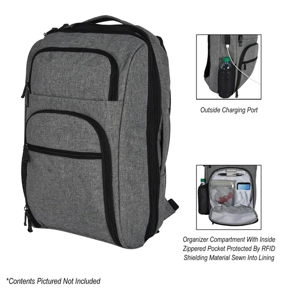 HEATHERED RFID LAPTOP BACKPACK & BRIEFCASE - HEATHERED RFID LAPTOP BACKPACK & BRIEFCASE - Image 4 of 8