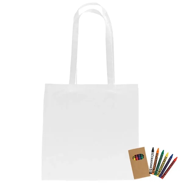 100% Cotton Coloring Tote Bag With Crayons - 100% Cotton Coloring Tote Bag With Crayons - Image 4 of 5