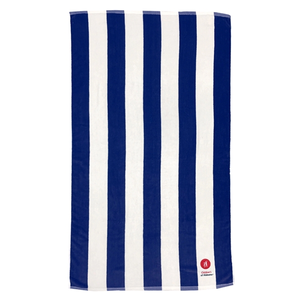 Premium Velour, 35 x 60 Mid-Weight Cabana Stripe Beach Towel - Premium Velour, 35 x 60 Mid-Weight Cabana Stripe Beach Towel - Image 1 of 11