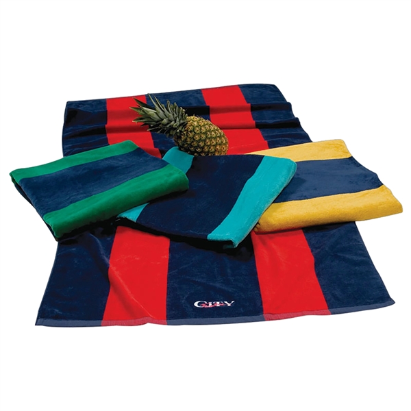 Premium Velour, 34 x 64, Regal Stripe, Rugby Beach Towel - Premium Velour, 34 x 64, Regal Stripe, Rugby Beach Towel - Image 0 of 6