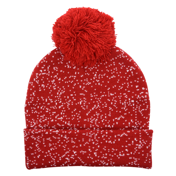 Speckled Pom Beanie With Cuff - Speckled Pom Beanie With Cuff - Image 7 of 16