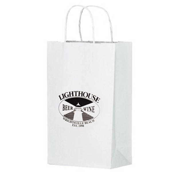 White Kraft Paper Shopper Bag - Flexo Ink - White Kraft Paper Shopper Bag - Flexo Ink - Image 0 of 2