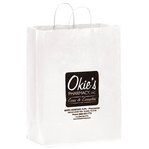 White Kraft Paper Shopper Bag - Flexo Ink - White Kraft Paper Shopper Bag - Flexo Ink - Image 1 of 2