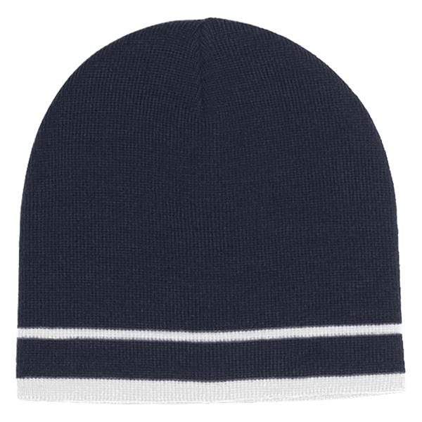 Knit Beanie With Double Stripe - Knit Beanie With Double Stripe - Image 9 of 10