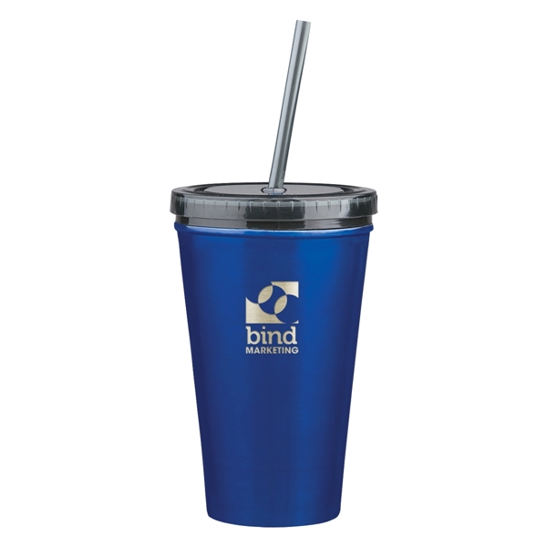 16 Oz. Stainless Steel Double Wall Tumbler - 16 Oz. Stainless Steel Double Wall Tumbler - Image 4 of 9