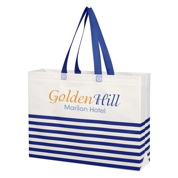 Non-Woven Horizontal Stripe Tote Bag - Non-Woven Horizontal Stripe Tote Bag - Image 17 of 34