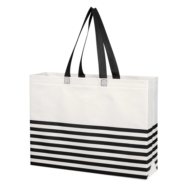 Non-Woven Horizontal Stripe Tote Bag - Non-Woven Horizontal Stripe Tote Bag - Image 23 of 34