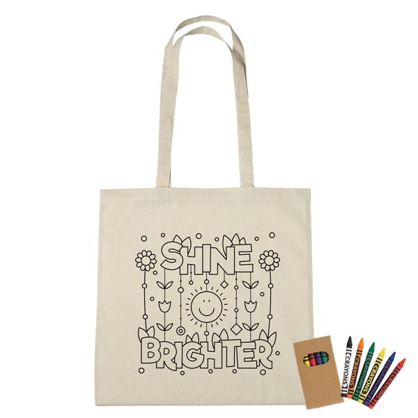 100% Cotton Coloring Tote Bag With Crayons - 100% Cotton Coloring Tote Bag With Crayons - Image 3 of 5